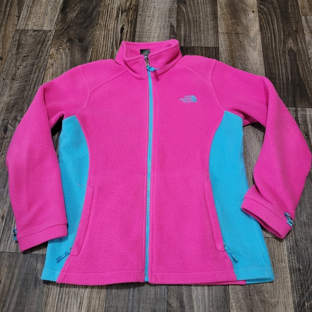 The North Face Girls Multicolor Fleece Full Zip Cotton Candy Pink/Blue Large